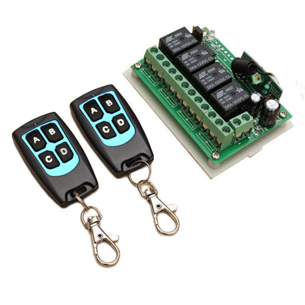 Amazon.com: 433Mhz Long Range DC 12V 4CH Channel Wireless Remote Control  Switch, DC12V Relay Receiver Module, Transmitter Toggle Switch RF Relay (2  ...