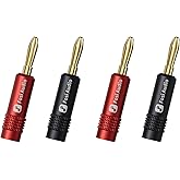 Fosi Audio Banana Plugs for Speaker Wire, 2 Pairs/4 PCS Gold Plated Speaker Plugs for Home Audio Stereo Amplifier/Receiver/Bookshelf/Passive Speaker