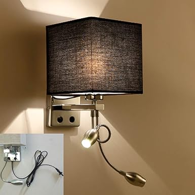 ACHNC Wandleuchte Schlafzimmer Mit Schalter, Rustikale Nachttisch