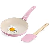 GreenLife Soft Grip 8” Frypan Skillet and Spatula Breakfast Cookware Set, PFAS-Free Ceramic Nonstick, Silicon Spatula with Bamboo Handle, Egg Omelette Bacon, Dishwasher Safe, Stay-Cool Handles, Pink