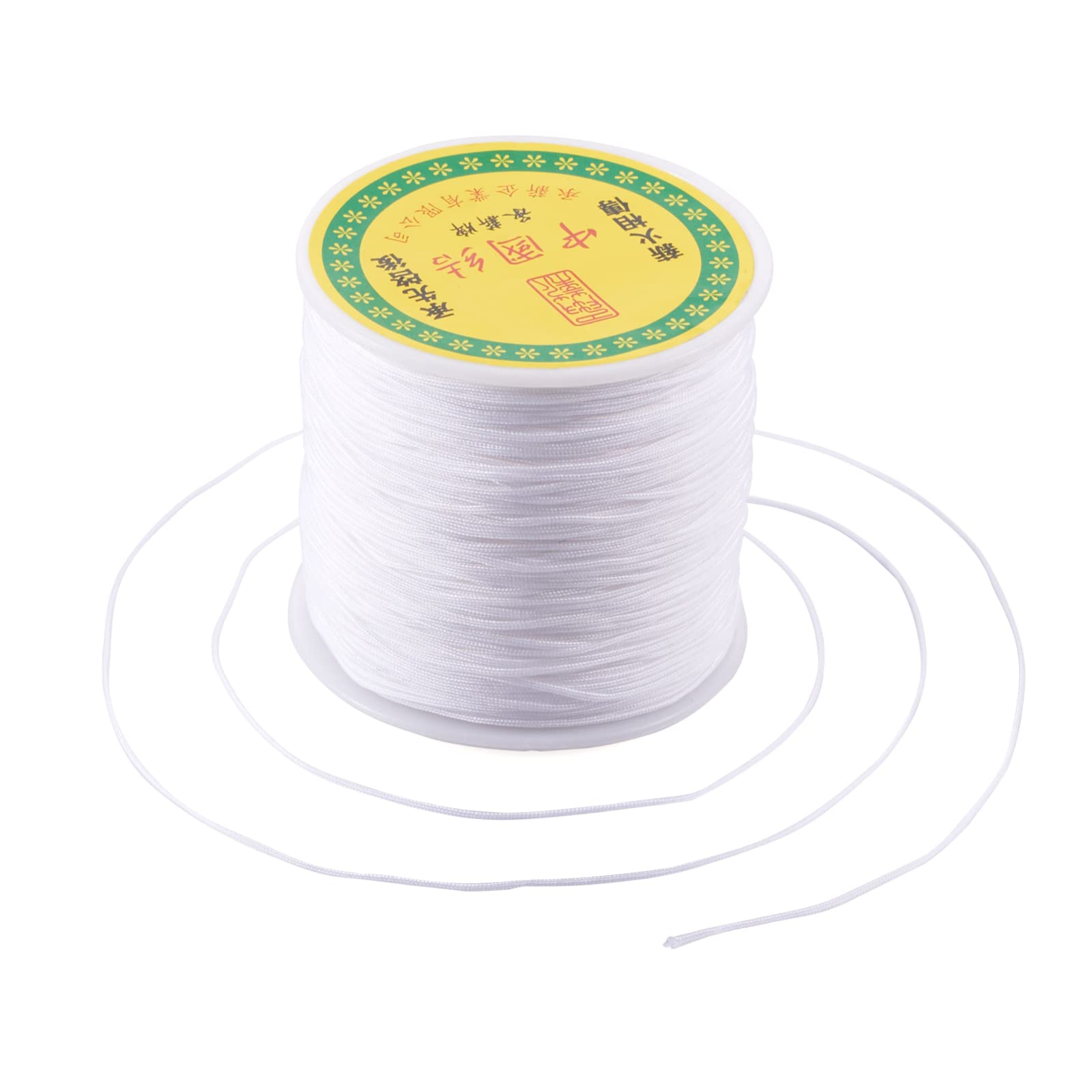 Fashewelry 100 Yards Nylon Beading Thread Cords 0.8mm White Macrame Chinese Knotting Cord String for DIY Necklace Bracelet Craft Jewellery Making