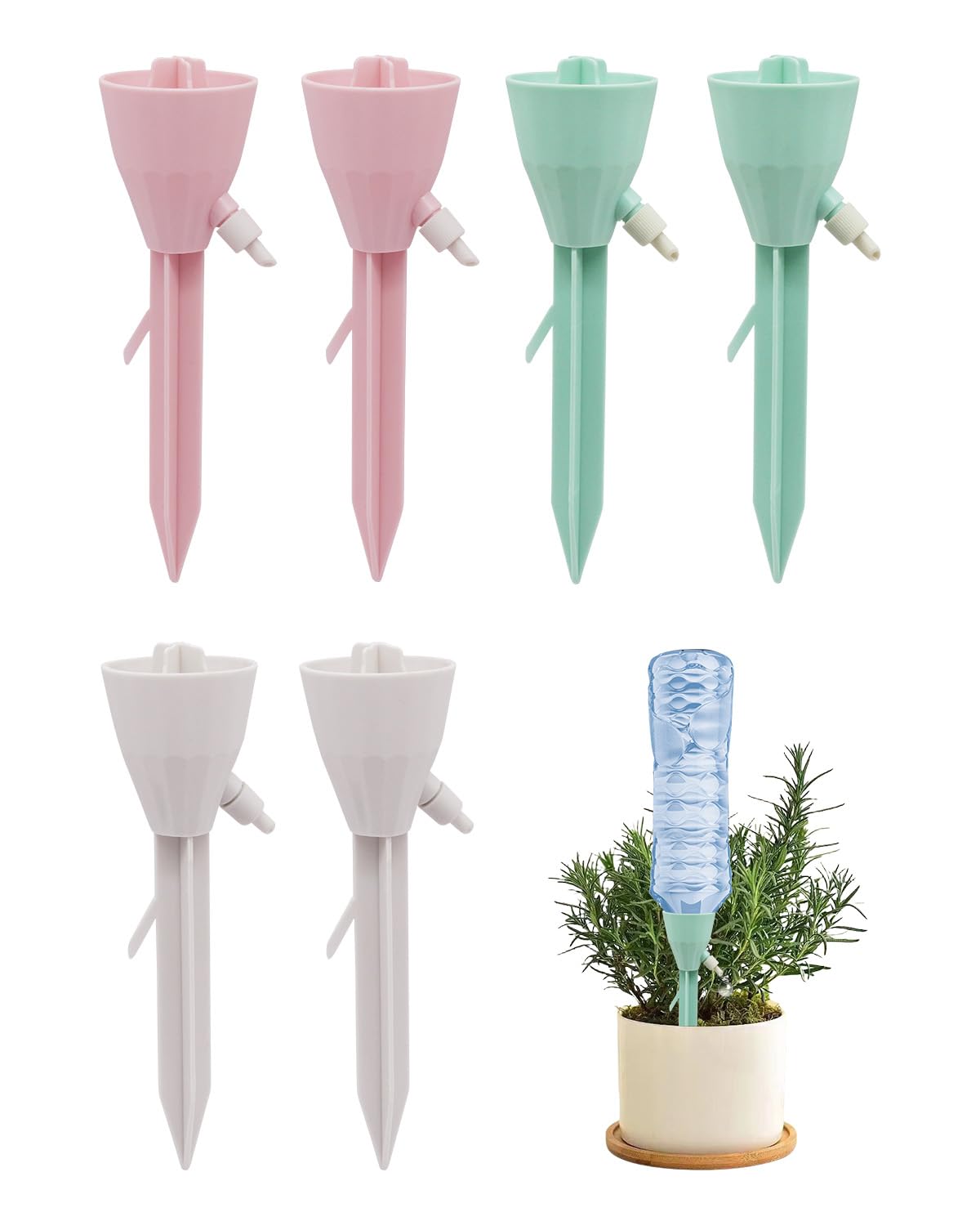 Photo 1 of 6 Pack Self Watering Planter Drip, Automatic Drip Irrigation Stakes with Adjustable Valve, Adjustable Water Flow System, Self Watering Planter Insert Devices for Indoor and Outdoor Plants