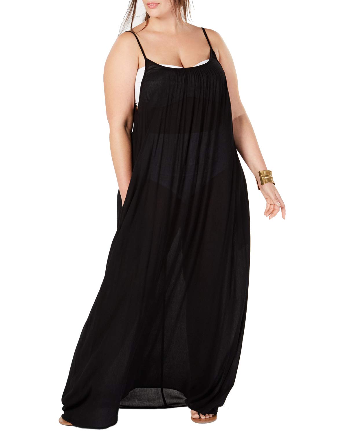 APC Womens Plus Size Maxi Cover Ups Beach Dresses Spaghetti Strap Backless Coverups Swimwear 