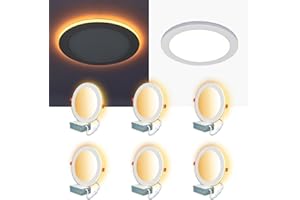 CycevSun 6 Pack 8 Inch LED Recessed Lights with Night Light, Canless Wafer Downlight Ultra Thin, Dimmable & 5CCT Selectable, 15W, 1350LM, ETL, 120-277V, 8.2Inch Cutout