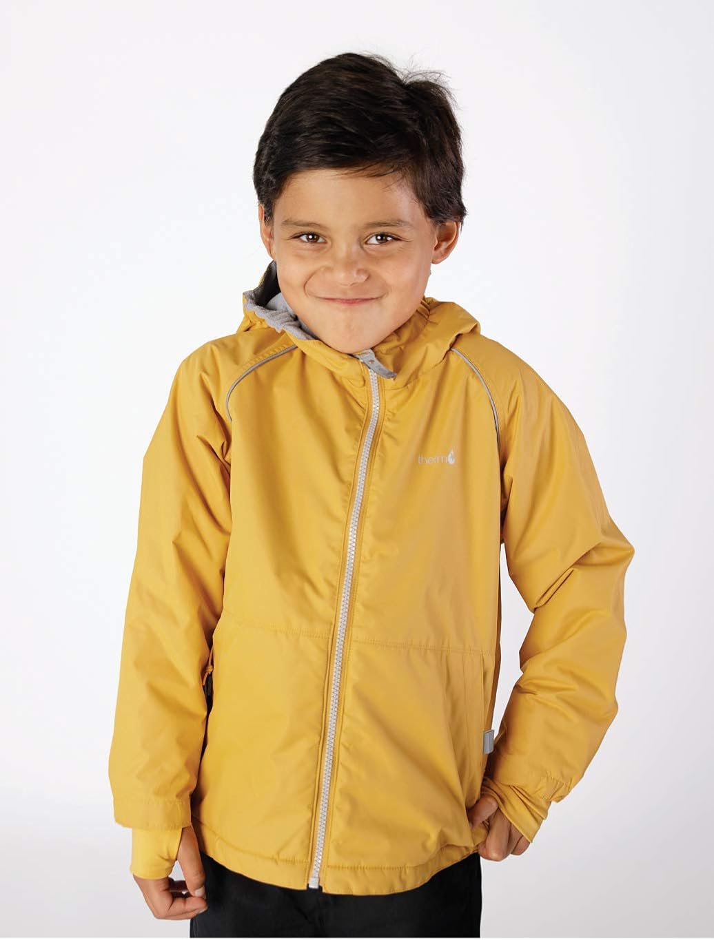 Therm Boys Rain Jacket - Lined Kids Raincoat w Magic Pattern - Lightweight Coat: Clothing