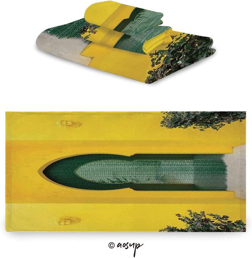 Homenon Towel Set, Morroccan Oriental Walkway Old Eastern Building Architecture Stone Carving 3-Piece Set with Bath Towel, Hand Towel & Washcloth