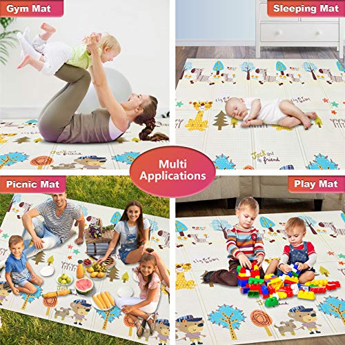 Mergren BPA Free Portable Folding Extra Large Baby Play Mat, Foam Reversible DoubleSided Baby