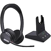 Yealink WH64 Dual Teams DECT & Bluetooth Wireless Headset, 606ft Range, Microsoft Certified, On Ear Work Wired Headphone with 3X Noise Cancelling Mic, 32 Talk Time, Office Desk IP Phone, PC,Computer