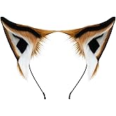 BNLIDES Handmade Realistic Furry Fox Ears Headband Adult Cosplay Costume Accessories for Halloween, Christmas, Theme Party