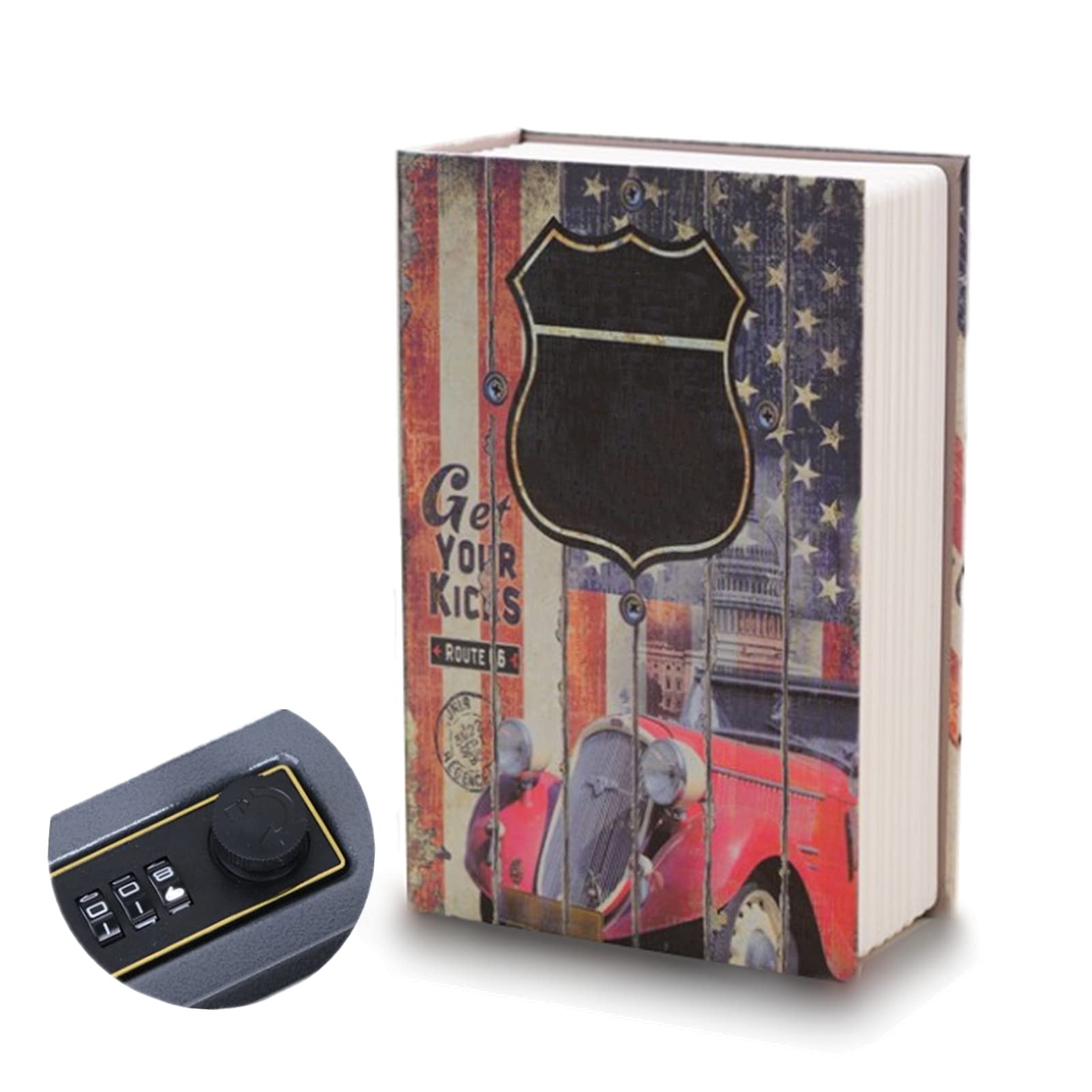 Dioche Book Safe, Black, Combination Lock, Metal, Portable