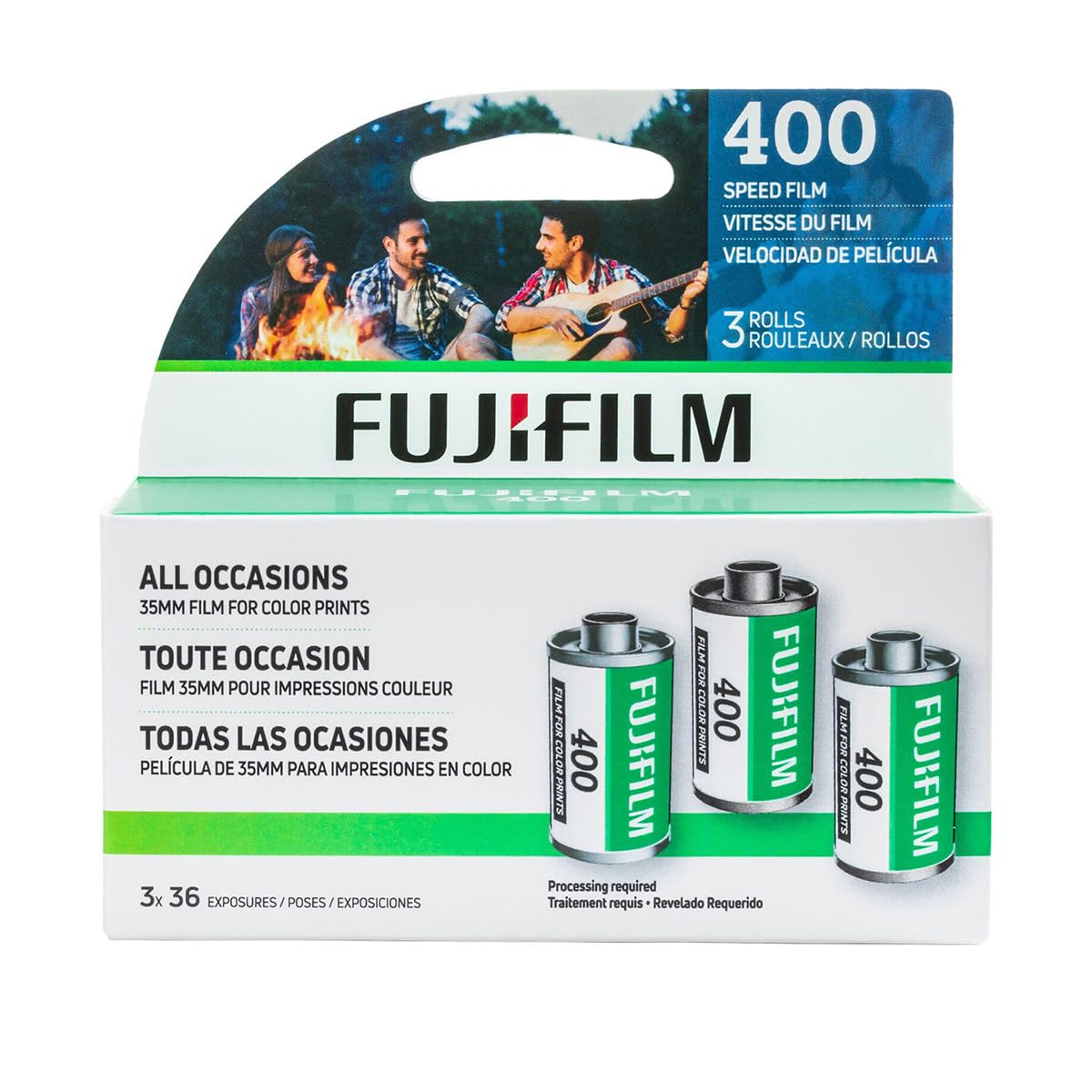 Fujifilm Rollo de película negativa en color de 35 mm, 400 ISO, 36 exposiciones, paquete de 3