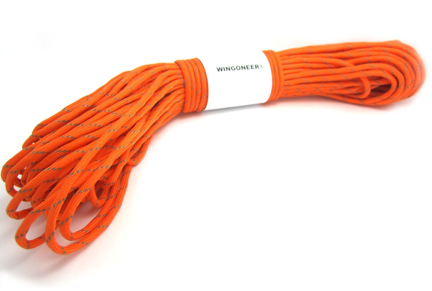 WINGONEER® Orange Reflective 550 Paracord Mil Spec Type III 7 strand parachute cord 100 feet — image 1