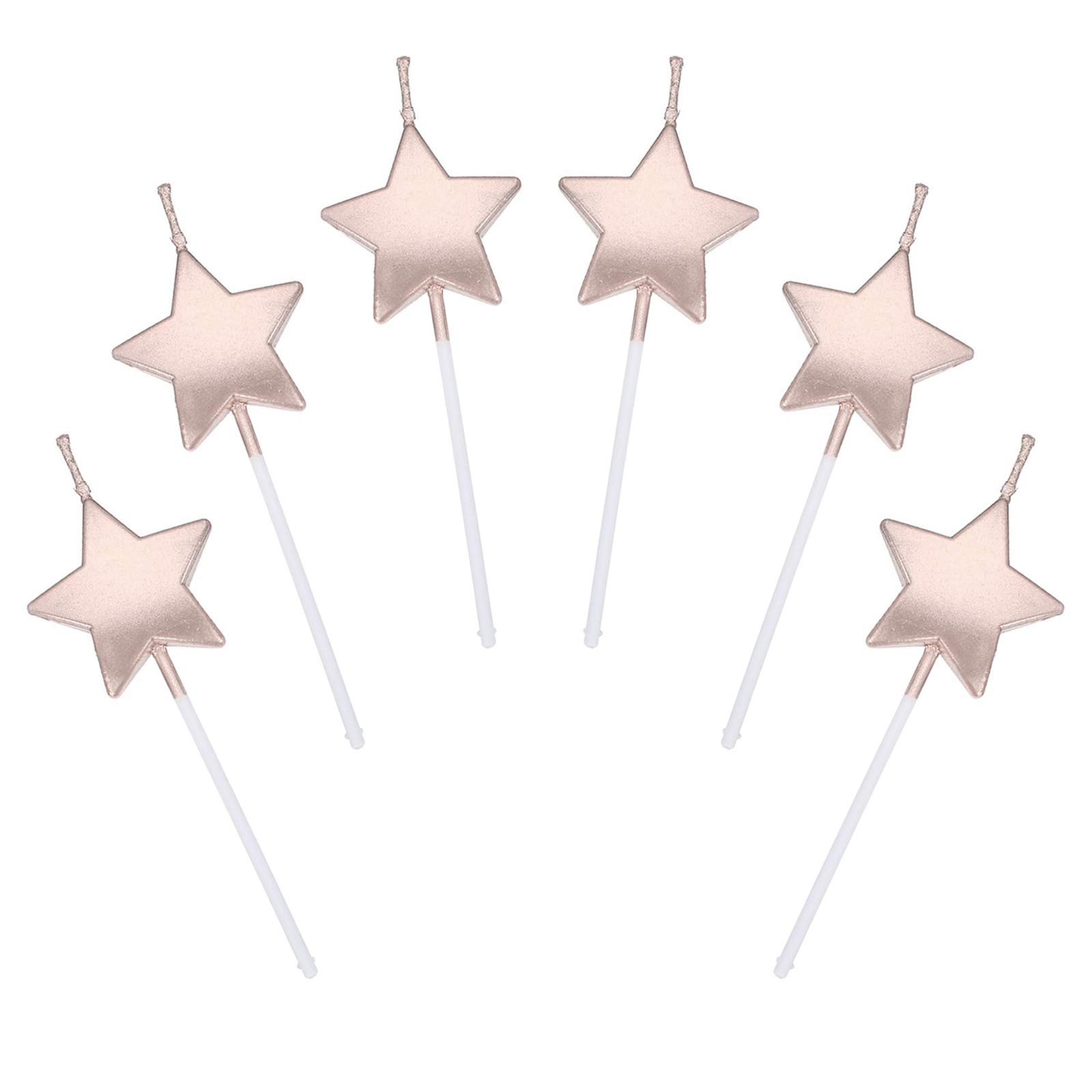 Star Birthday Candles,6 Pcs Metallic Cake Candles for Birthday Wedding Party Cupcakes Topper Decorations,Champagne