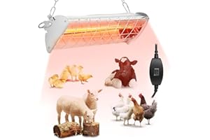 ASRJKIE Large Chicken Coop Heater Lamp 60 Chicks, 300W Carbon Fiber Chicks Brooder Heater Plates, Adjust 2 Mode Temp, Hanging