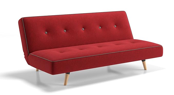 Urban Ladder Zehnloch Three Seater Sofa Cum Bed (Matte Finish, Red)