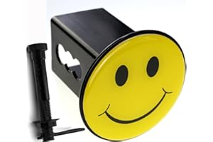 Yellow Smiley Happy Face Trailer Metal Hitch Cover Fits 2" Receivers