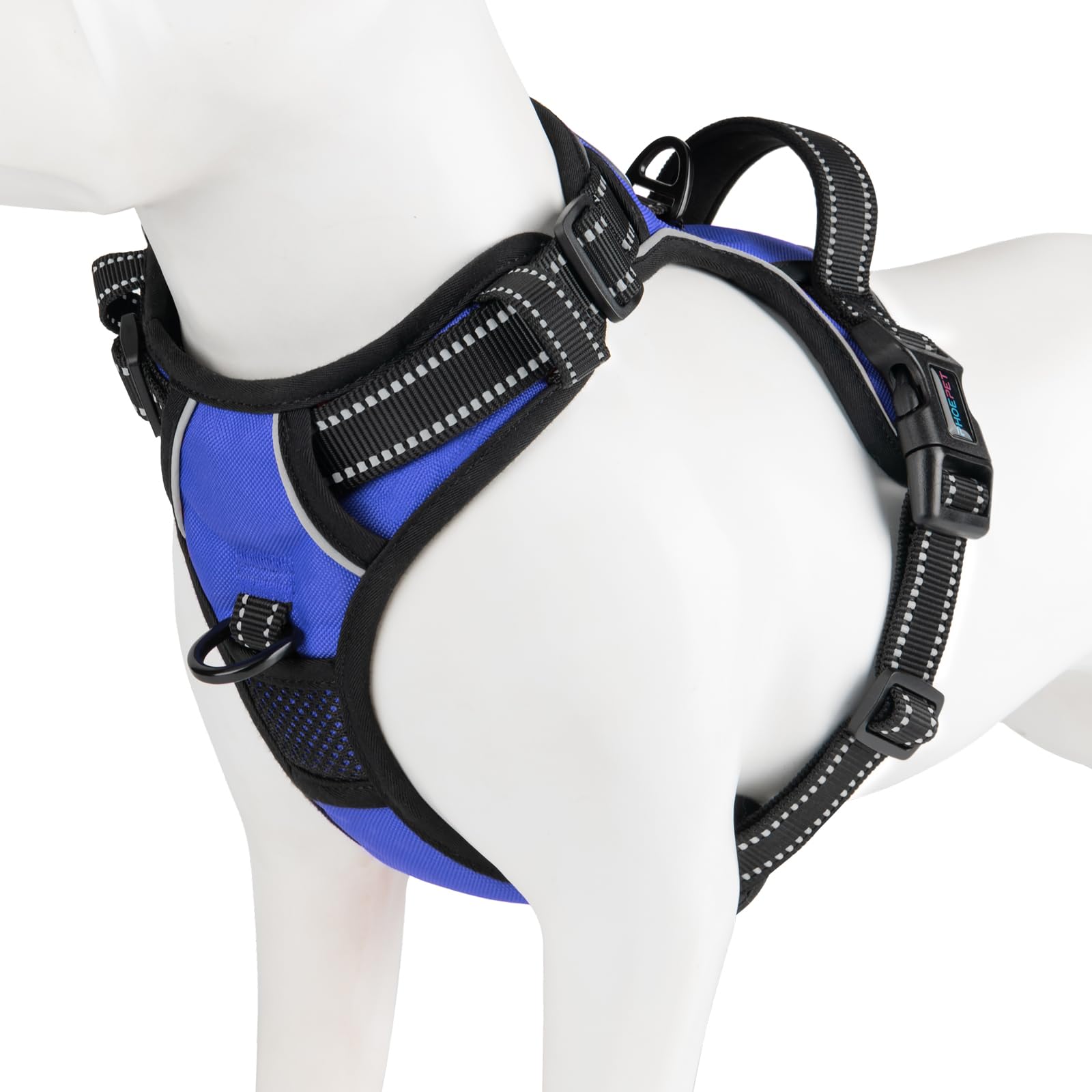 PHOEPET No Pull Dog Harnesses for Small Puppies Reflective Adjustable Front Clip Vest with 2 Metal Leash Attachment Hooks Soft Handle [Over The Head Design](S, Royal Blue)