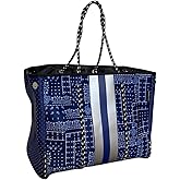 Dallas Hill Designs Large Tote Bag for Women | Neoprene Shoulder Purse | Travel, Beach, Gym Handbag | Extra Pouch