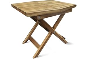 Melino Wooden Folding Outdoor Side Table, FSC Certified Acacia Weatherproof Side Tables, Wood Folding Small Table for Outdoor, Patio, Porch, Pool, Backyard, Garden, Balcony and Deck - Natural