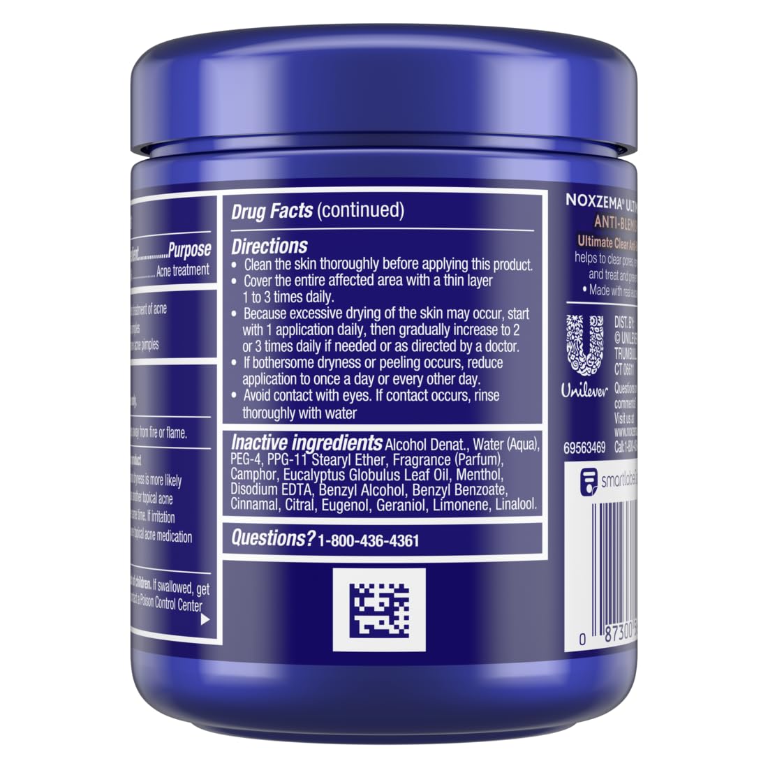 Noxzema Ultimate Clear Face Pads Clears & Prevents Acne Anti-Blemish Made with Over 60% Alcohol 90 Count