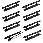 Larrel 8 Pack Adhesive Cabinet Handles, Self-Stick Push Pull Helper Black ABS Material Wardrobe Handle No Drill Instant Cabinet Drawer Furniture Handles (Black)
