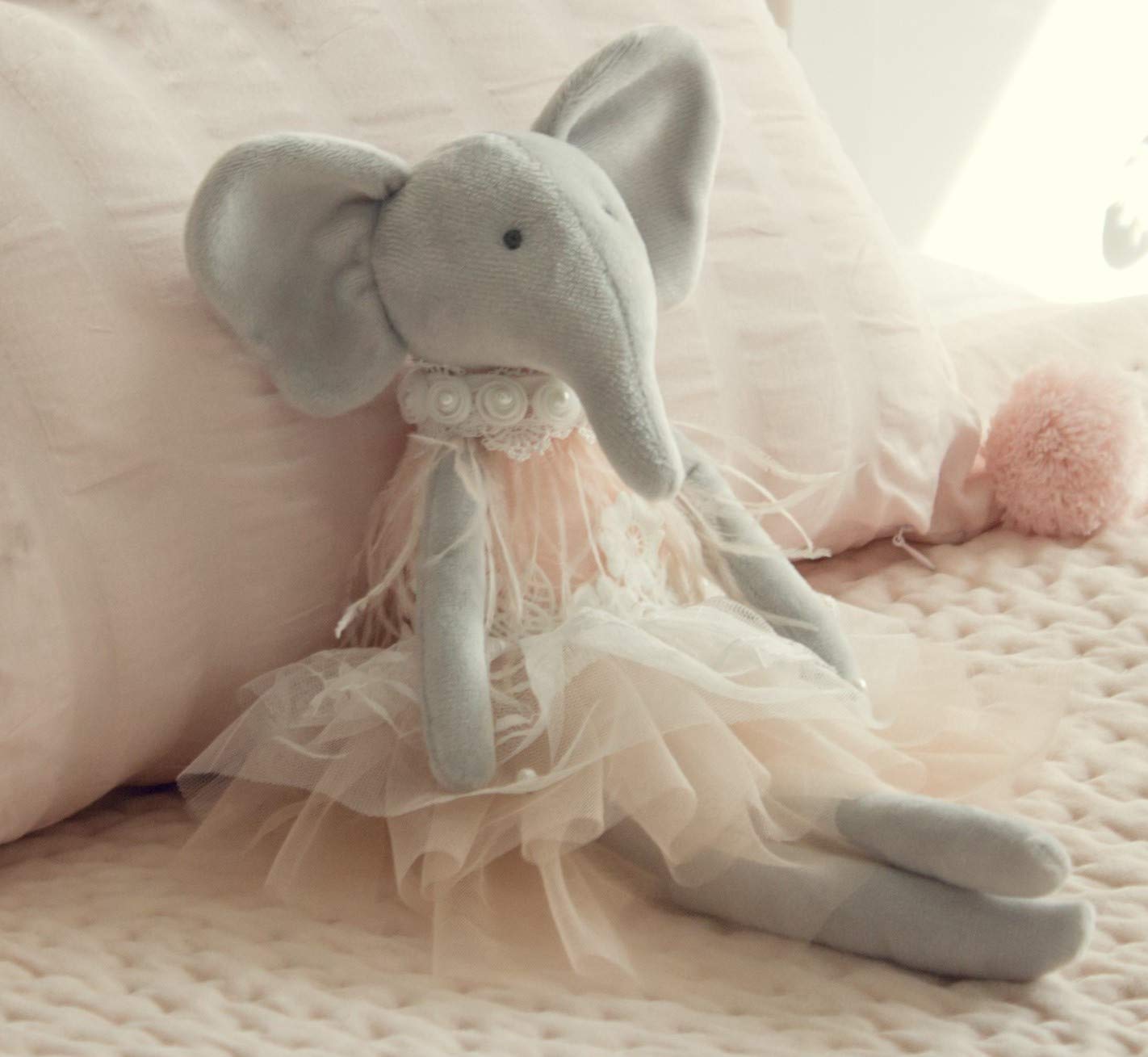 Photo 1 of Inspired by Jewel Daisy The Elephant Premium Quality Floppy Elephant Plush Doll Gift with Delicate Pink & Lace Tutu | Elegant Feather & Pearl Details | Playable Toy with Movable Legs & Huggable Arms