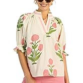 Amiblvowa Women Flutter Puff Sleeve Peplum Tops Y2K Boho Floral Ruffle Babydoll Blouse V Neck Cute Flowy Shirt Going Out Top