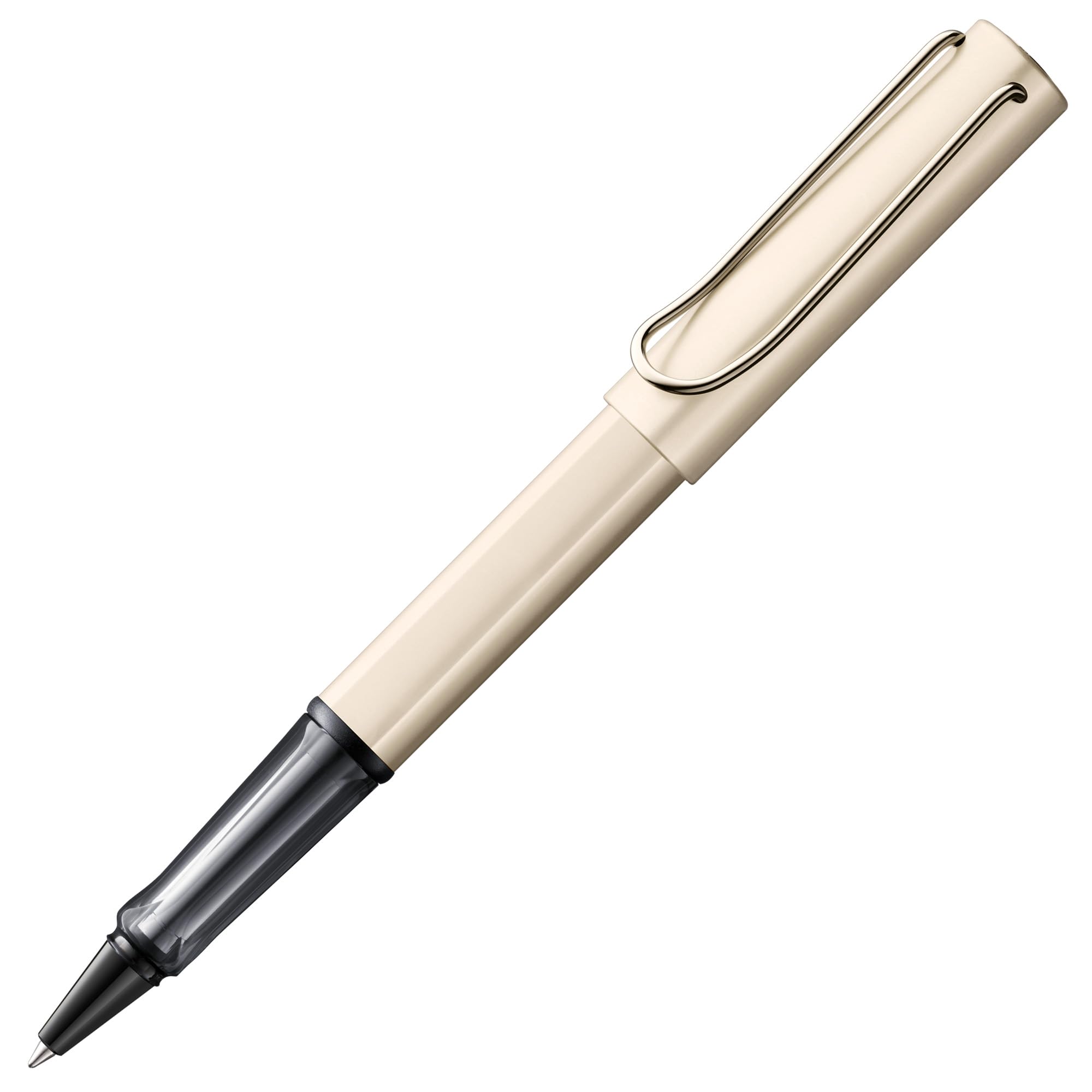 Lamy Lx palladium Rollerball Pen – lightweight pen with transparent, ergonomic grip & line width M - anodized aluminium body – including rollerball refill M 63 in black ink & metal case