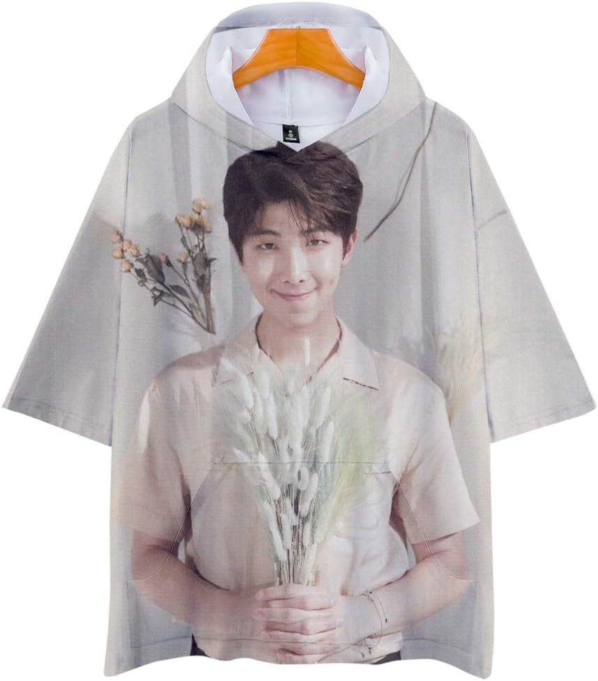APHT Unisex BTS 3D Hoodie Short Sleeve T-Shirt for Men Women Teen Bangtan Boys Jin Suga J-Hope RM Jimin V Jung Kook Summer Tops Sweater Pullover Jackets