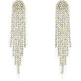 HERIER Rhinestone Earrings Dangling for Women Chandelier Statement Tassel Earrings Girls Silver Sparkly Drop Cubic Zirconia Crystal Earrings Long Dangle Costume Jewelry