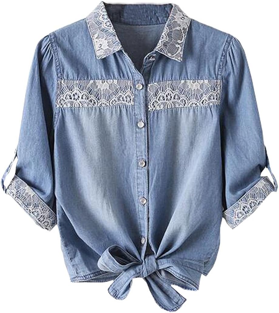denim shirt with lace