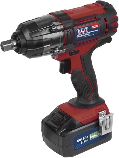 Sealey 18V 1/2 Inch Sq Drive Cordless Impact Wrench Red 400Nm