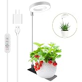 Kullsinss 3.5in Small Grow Lights for Indoor Plants, 48 LEDs Full Spectrum | White Plant Light with Base, 3/9/12H Timer &amp; Dimmable, 26in Height Adjustable, 5V Low-Heat Grow Lamp for Small Potted Plants