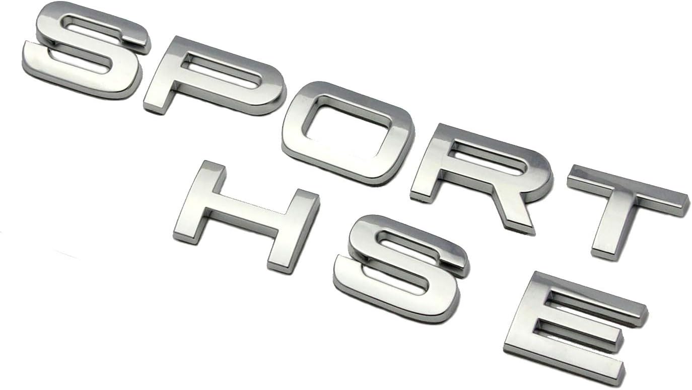 3D SPORT HSE Premium Car Body Side Fender Rear Trunk Emblem Badge Decals (Silver)