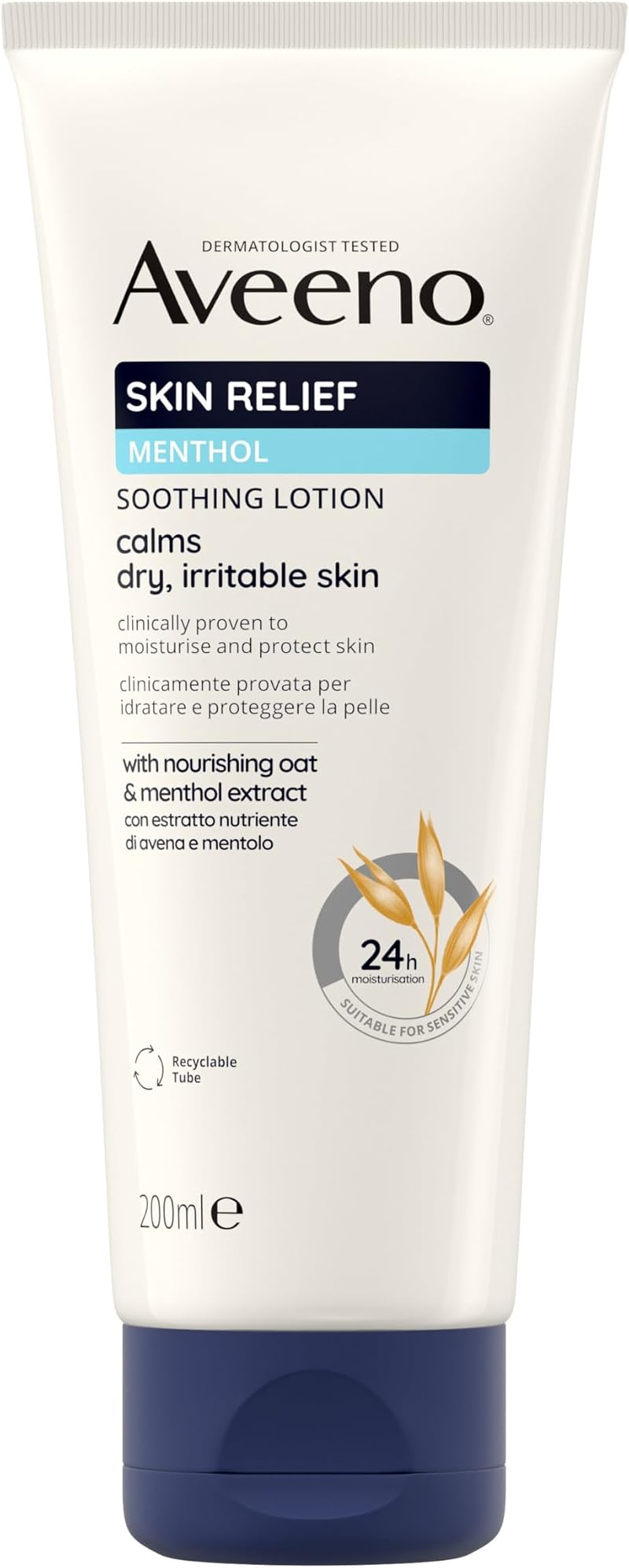 Aveeno Skin Relief Soothing Lotion 200ml Oat Menthol Sensitive Dry Irritable