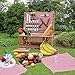 SatisInside Upgrade Insulated Luxury 28Pcs Kit Wicker Picnic Basket Set for 4 People - Red Gingham