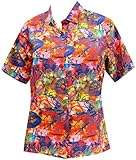 La Leela Hawaiian Shirt Blouses Button Down Relaxed Fit Women Short Sleeves Camp Multi