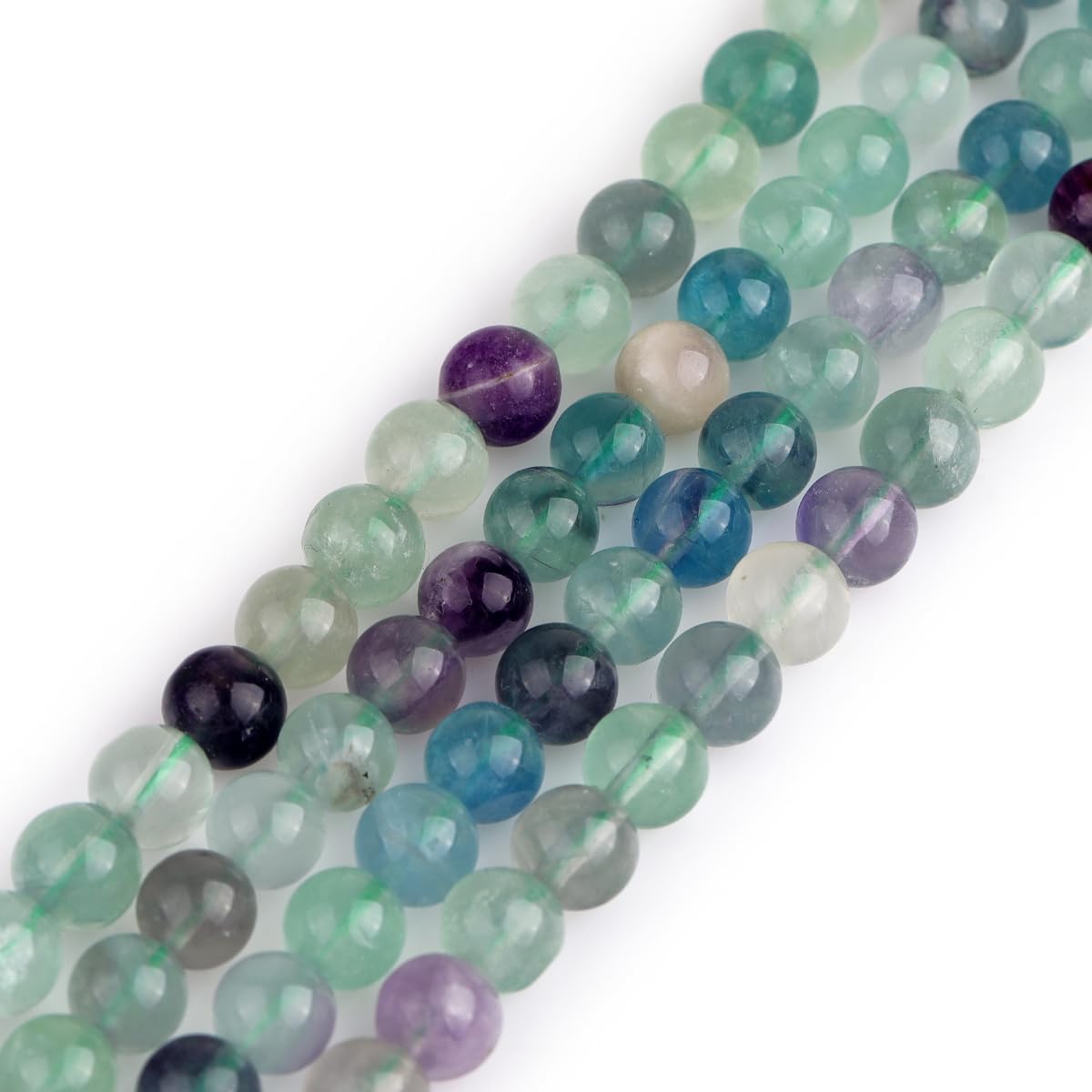 GEM-Inside Natural 8mm Mixed Color Fluorite Round Gemstone Semi Precious Loose Beads for Jewellery Making 15'' โ image 1