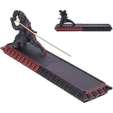 DICOSMETIC Incense Holder Samurai Incense Burner Medium Violet Red Incenses Holder with Storage Box Ash Catcher Warrior Incenses Burner for Aromatherapy Meditation Yoga Room Decor