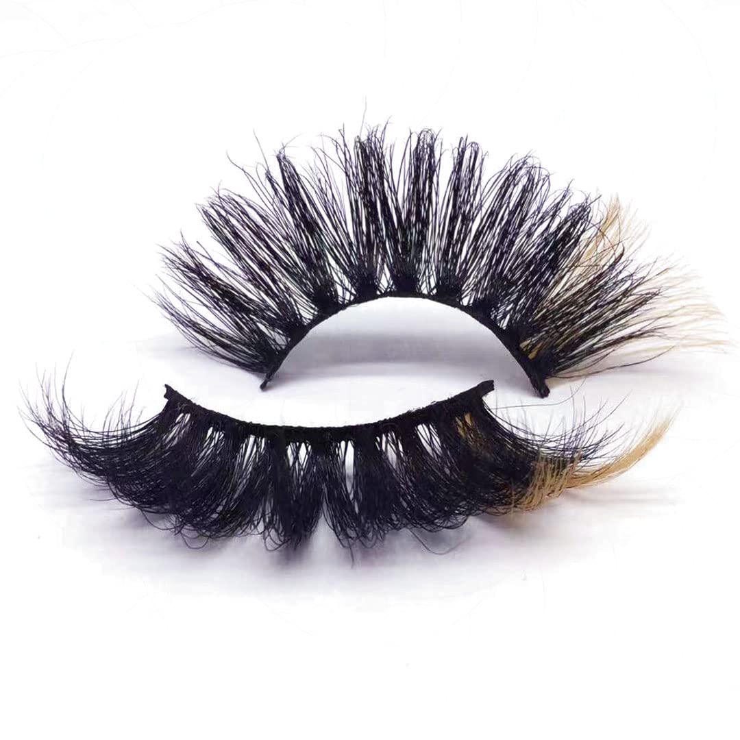 KFZR Colorful Mink Eyelashes Halloween Colored Long Dramatic False fake Eyelashes Party 25MM (X9X-4C)