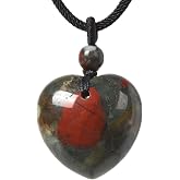 Justinstones 25mm Gemstone carved heart pendant necklace 22"