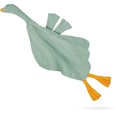 Wimist Baby Toys Lovey Blanket Soft Goose Toys for Newborn Essentials 0-6 Months, Sensory Stuffed Animal Security Blanket for Boys and Girls (Goose-Sage)