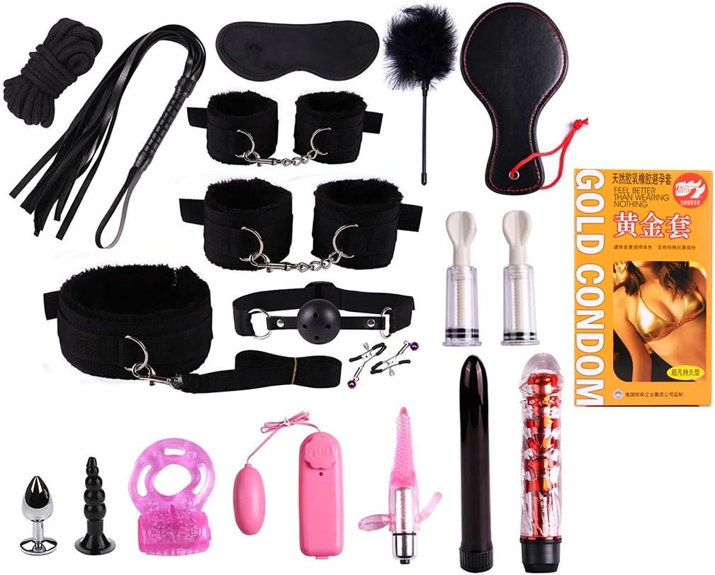 Guiseniour 19 PC/Set Leather Set Special Binding Set SM Kit for Couple Adult Sexy Toy (Black)