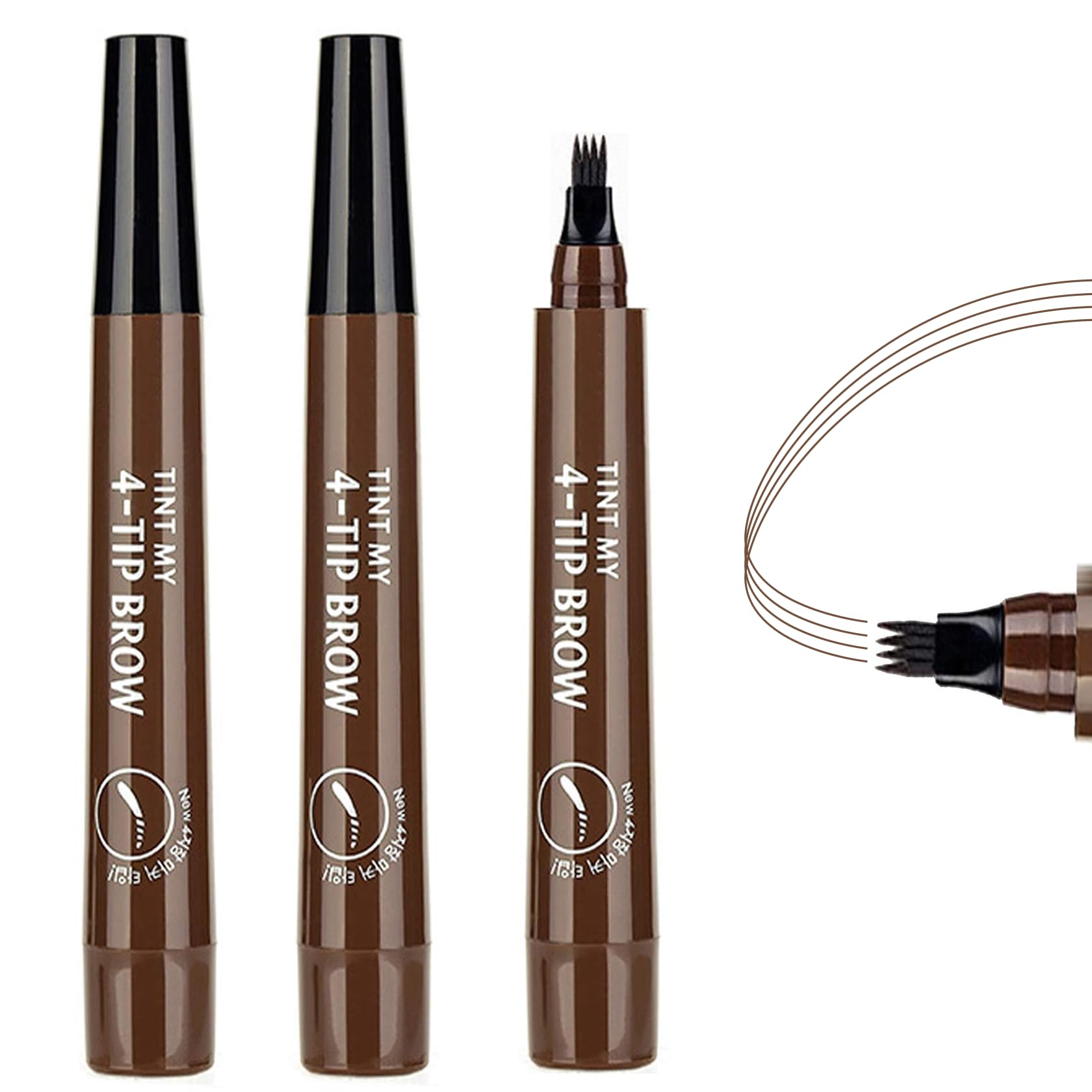 Photo 1 of 3PCS Dark Brown Eyebrow Pencil, 4 Point Microblading Eyebrow Pen for Hair-Like Effect, Long Lasting Waterproof & Smudge-proof, Easily Creates Natural eyebrow makeup