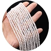 White Pearl Beads Natural Cultured Freshwater Rice Shape Pearl Loose Beads for Jewelry Making Necklace DIY Gift 3-4mm
