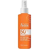 Eau Thermale Avène Sunscreen Spray Face and Body FPS50, Broad Spectrum UVA-UVB Sun Protection for all Skin Types, Lightweight