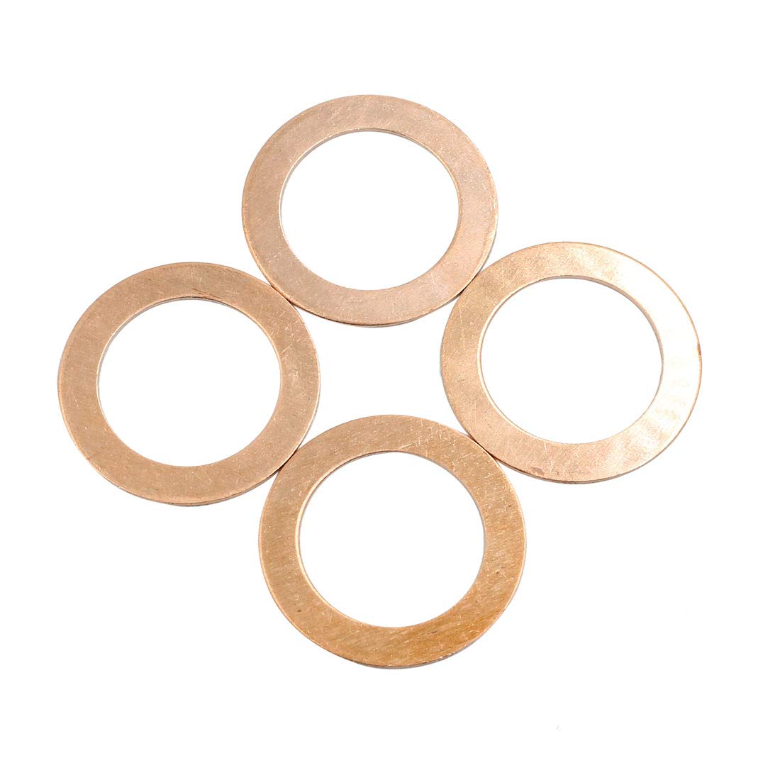 X AUTOHAUX 4 Pcs 27mm Inner Diameter Copper Washers Flat Sealing Gasket Rings