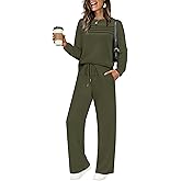 WIHOLL Women's 2 Piece Sets Sweatshirt Casual Travel Outfits Lounge Wide Leg Tracksuit Cozy Sweatsuits Fashion 2026
