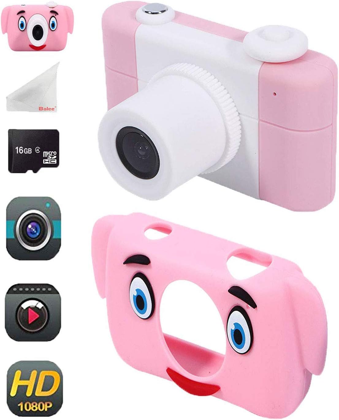 Balee Kids Digital Camera Mini 2 Inch Screen Children's Cameras 8MP HD Video Cameras Camcorder for Girls and Boys Included 16G TF Card and Silicone Soft Cover