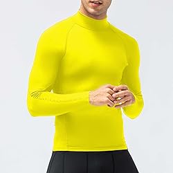 Mens Yellow Compression Shirt Long Sleeve Athletic